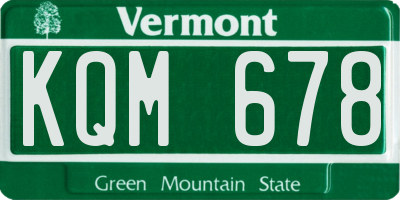 VT license plate KQM678