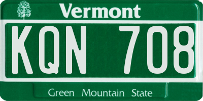 VT license plate KQN708