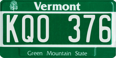 VT license plate KQO376