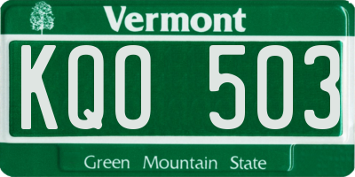 VT license plate KQO503