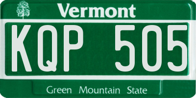 VT license plate KQP505