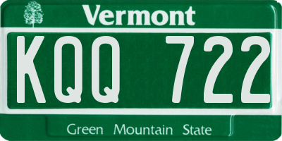 VT license plate KQQ722