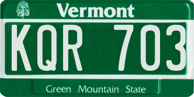 VT license plate KQR703