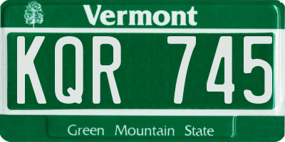 VT license plate KQR745