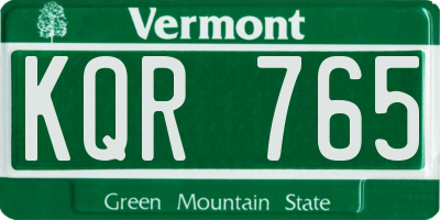 VT license plate KQR765