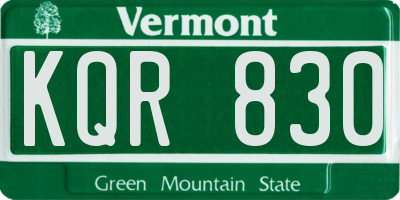 VT license plate KQR830