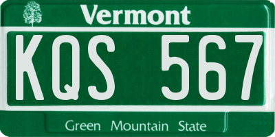VT license plate KQS567