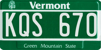 VT license plate KQS670