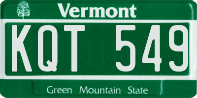 VT license plate KQT549