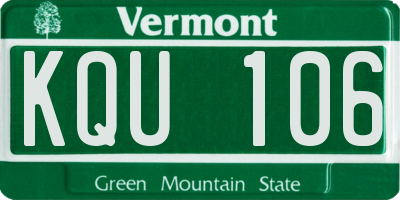 VT license plate KQU106