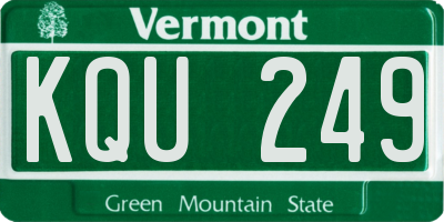 VT license plate KQU249