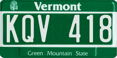 VT license plate KQV418