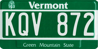 VT license plate KQV872