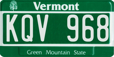 VT license plate KQV968