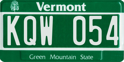 VT license plate KQW054