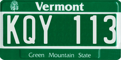 VT license plate KQY113