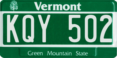 VT license plate KQY502
