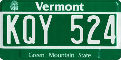 VT license plate KQY524