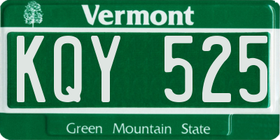 VT license plate KQY525