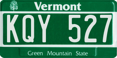 VT license plate KQY527