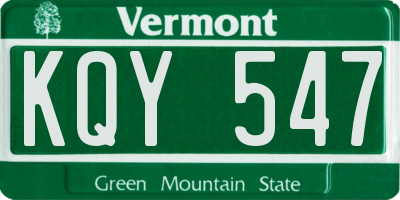 VT license plate KQY547