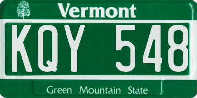 VT license plate KQY548
