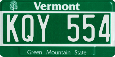 VT license plate KQY554