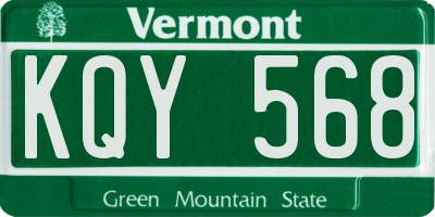 VT license plate KQY568