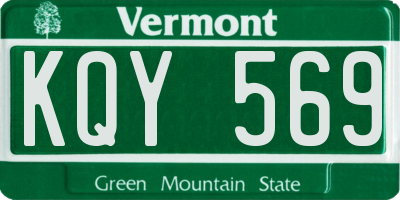 VT license plate KQY569