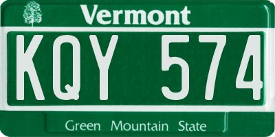 VT license plate KQY574