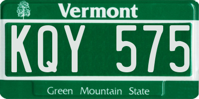 VT license plate KQY575