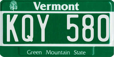 VT license plate KQY580