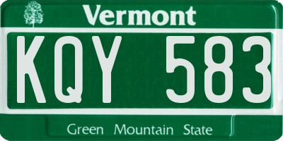 VT license plate KQY583