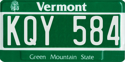 VT license plate KQY584