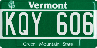 VT license plate KQY606