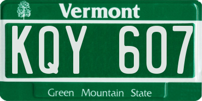 VT license plate KQY607