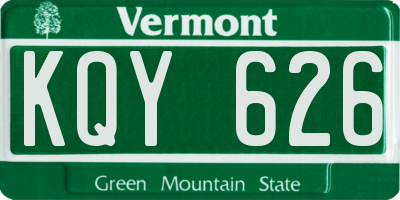 VT license plate KQY626