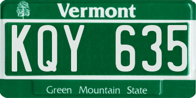 VT license plate KQY635
