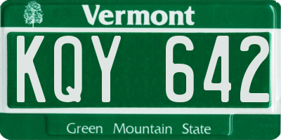 VT license plate KQY642