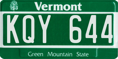 VT license plate KQY644