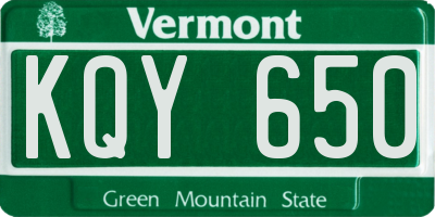 VT license plate KQY650
