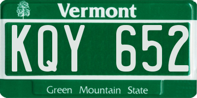 VT license plate KQY652
