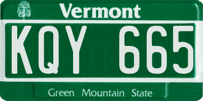 VT license plate KQY665