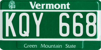 VT license plate KQY668