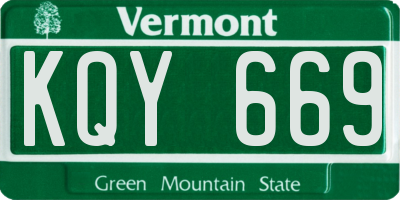 VT license plate KQY669