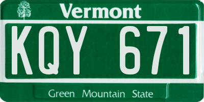 VT license plate KQY671