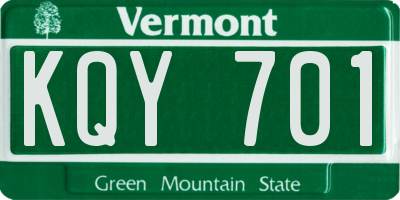 VT license plate KQY701