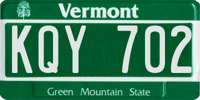 VT license plate KQY702