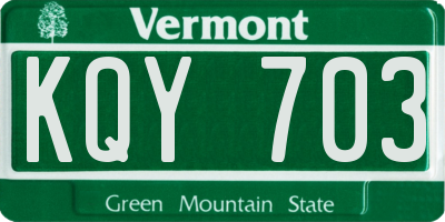 VT license plate KQY703