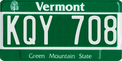 VT license plate KQY708